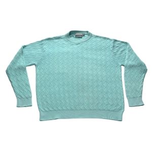 Vtg Talbots Men's Large Blue Silk & Cotton Knit Pullover Crewneck Sweater Top